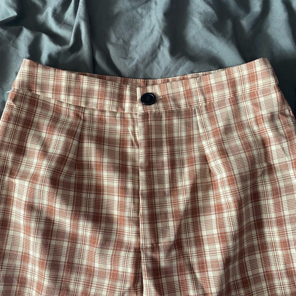 SHEIN Plaid Print Straight Leg Pants